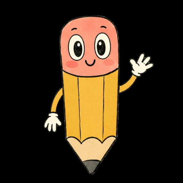 Spellito the pencil waving hello